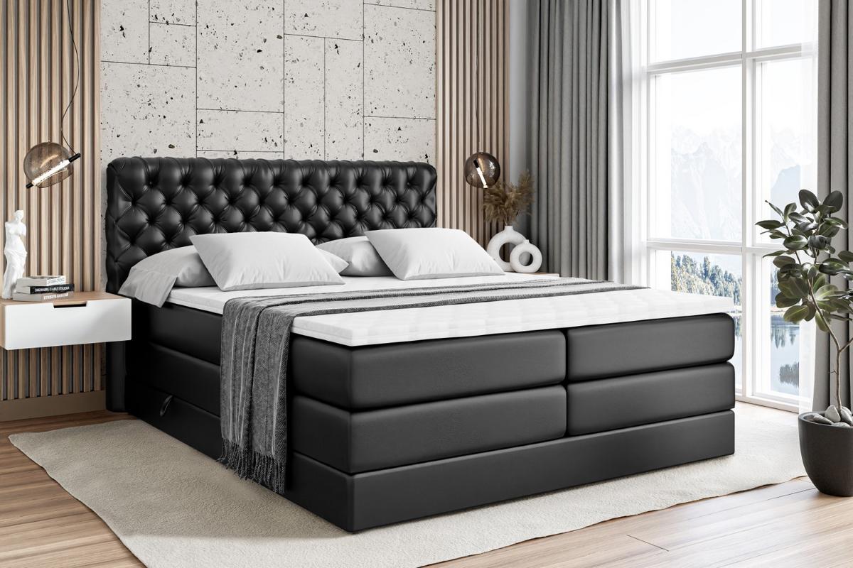 BOXSPRINGBETT BOXI8 KING - 140x200 - H3/H4 - Schwarz Hochglanz - Schwarz Hochglanz, Holzwerkstoff (140/200cm) - ALTDECOR