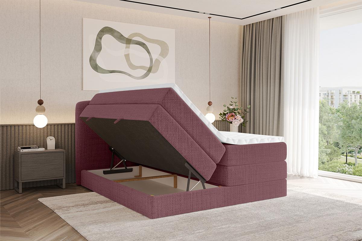 BOXBETT mit Matratze H3|H4 - NINA KING - 180x200 cm - Altrosa - Pink, Holzwerkstoff (180/200cm) - ALTDECOR