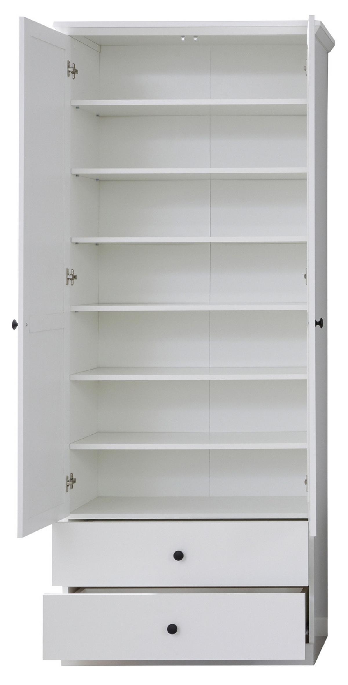 GARDEROBENSCHRANK weiß matt 81 x 196 cm, SCHUHSCHRANK im Landhaus-Stil - Silberfarben/Weiß, Holzwerkstoff/Metall (81/196/41cm) - Top.Furn