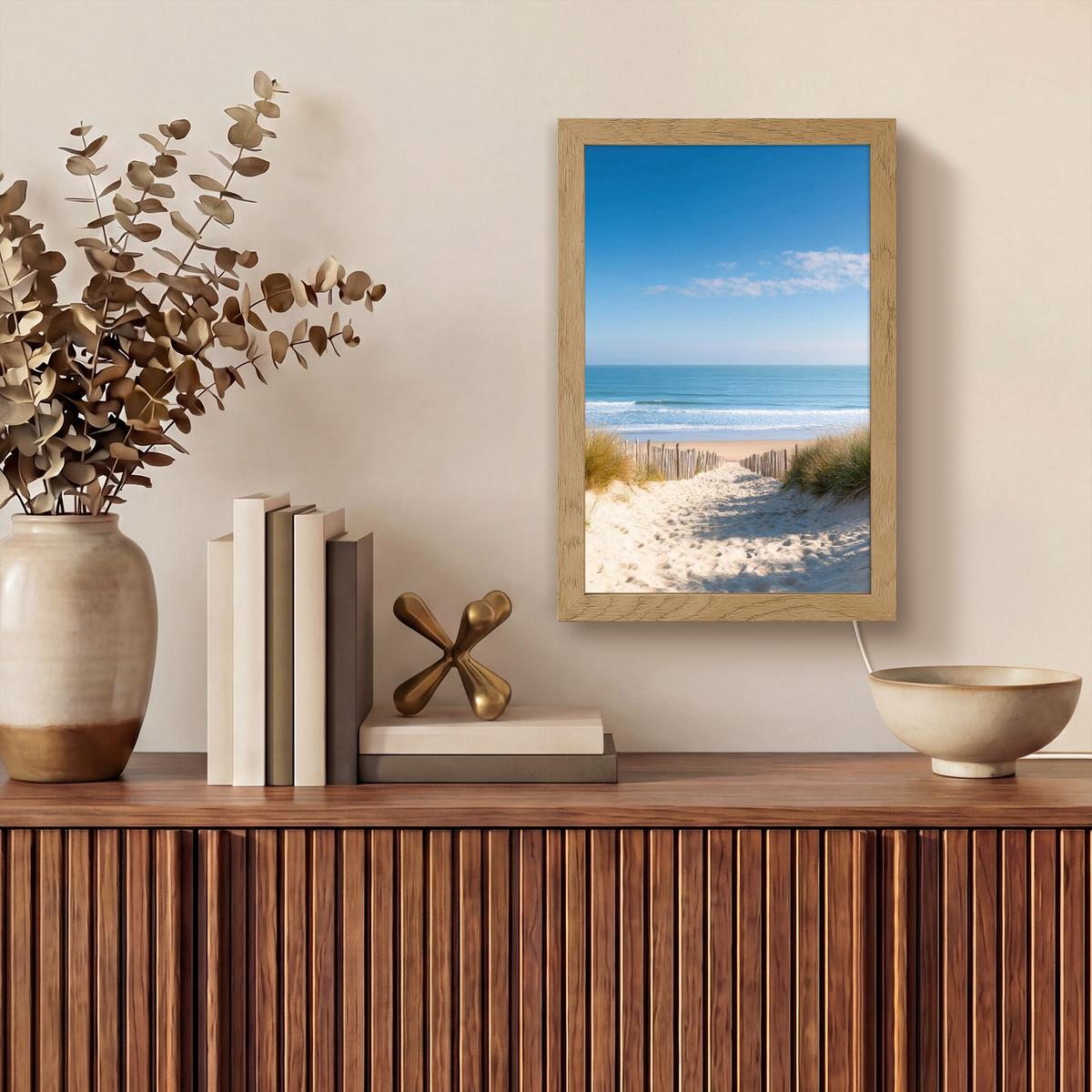 WANDLEUCHTE Strand - Meer - Düne - Sand - Sommer 20x30 cm - Sandfarben, Holzwerkstoff (20/30/8cm) - OnlyWow