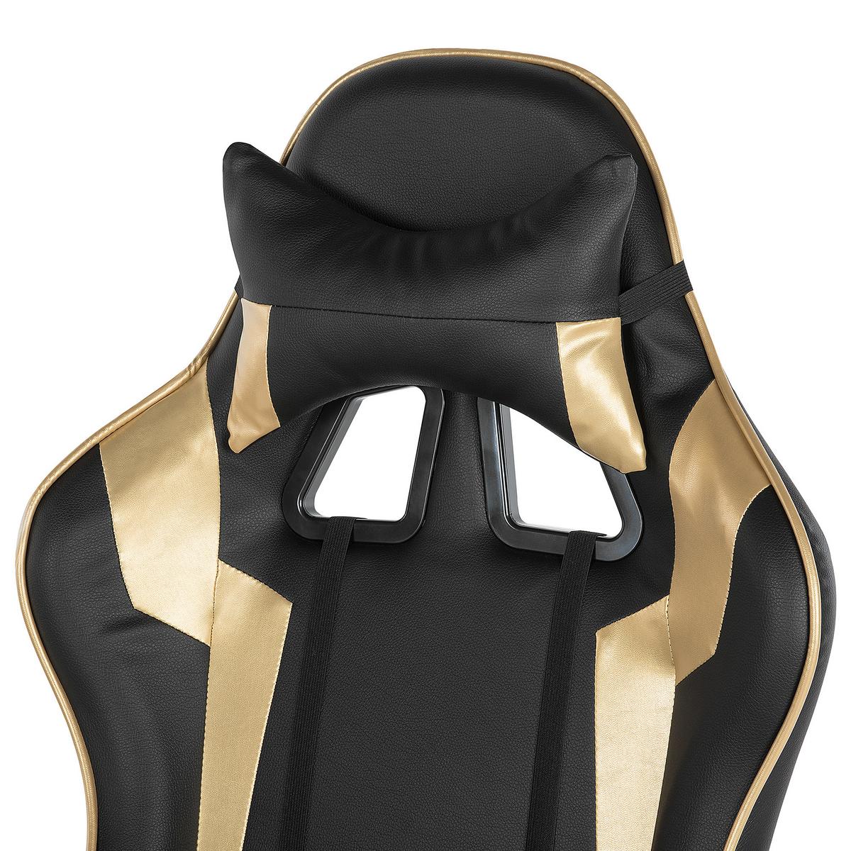 BÜROSTUHL Kunstleder Schwarz/Gold Knight - Schwarz, Kunststoff/Textil (71/129/71cm) - Beliani