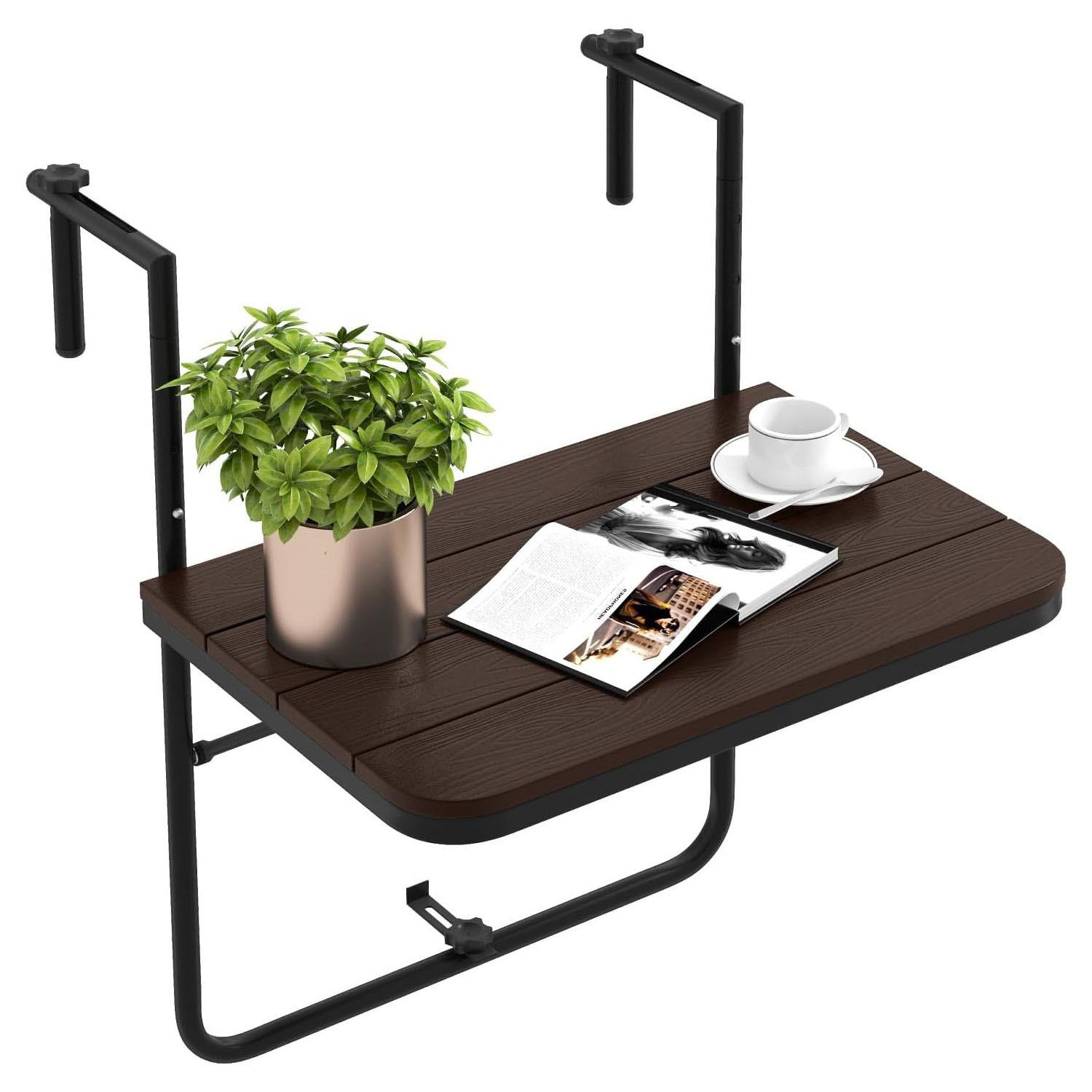 BALKONHÄNGETISCH Kaffee - Braun, Kunststoff (40/60/84cm) - COSTWAY