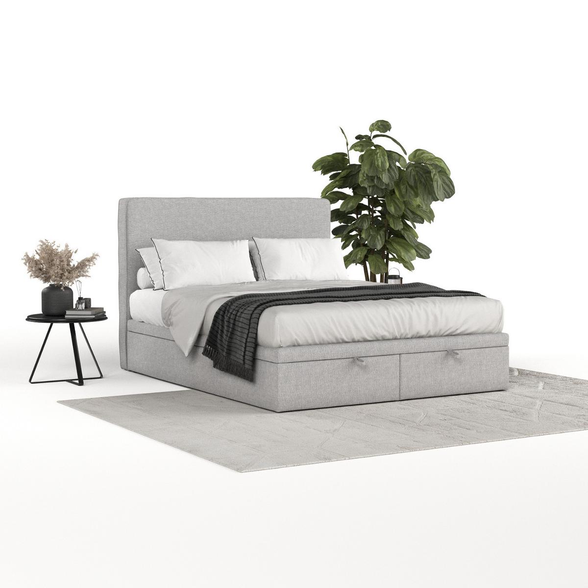 POLSTERBETT Hush mit Stauraum 120/200 cm Grau im Megan Stoff - Schwarz/Grau, Holz/Holzwerkstoff (120/200cm) - AltaBeds
