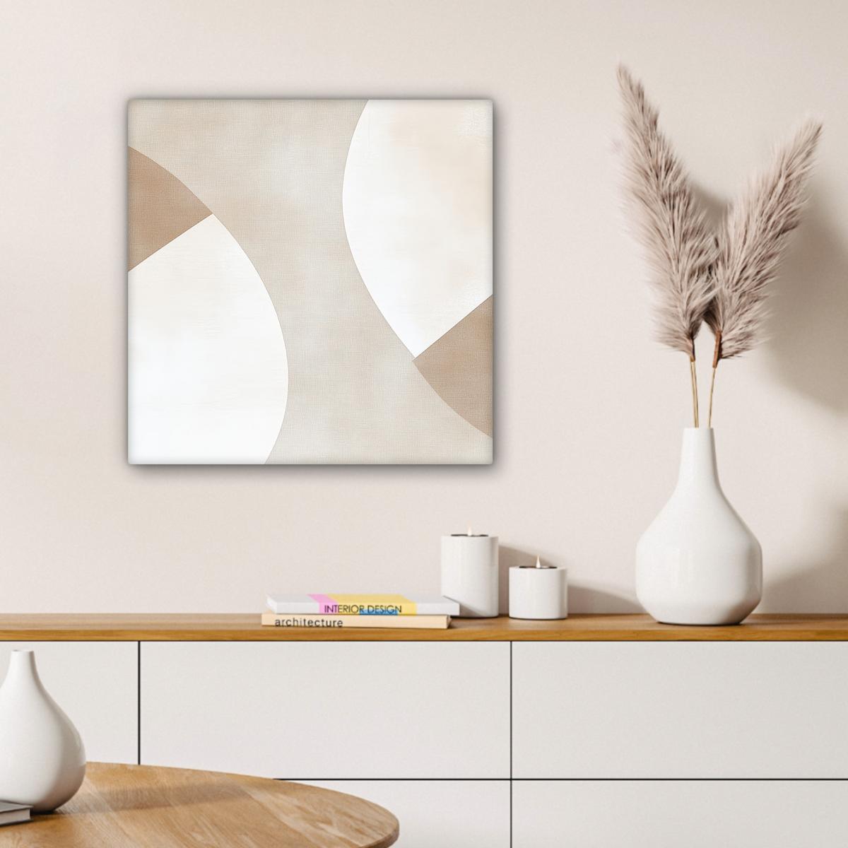 LEINWANDBILD Braun - Japandi - Abstrakt Wandbild Wohnzimmer 50x50 cm - Sandfarben, Textil (50/50cm) - MuchoWow