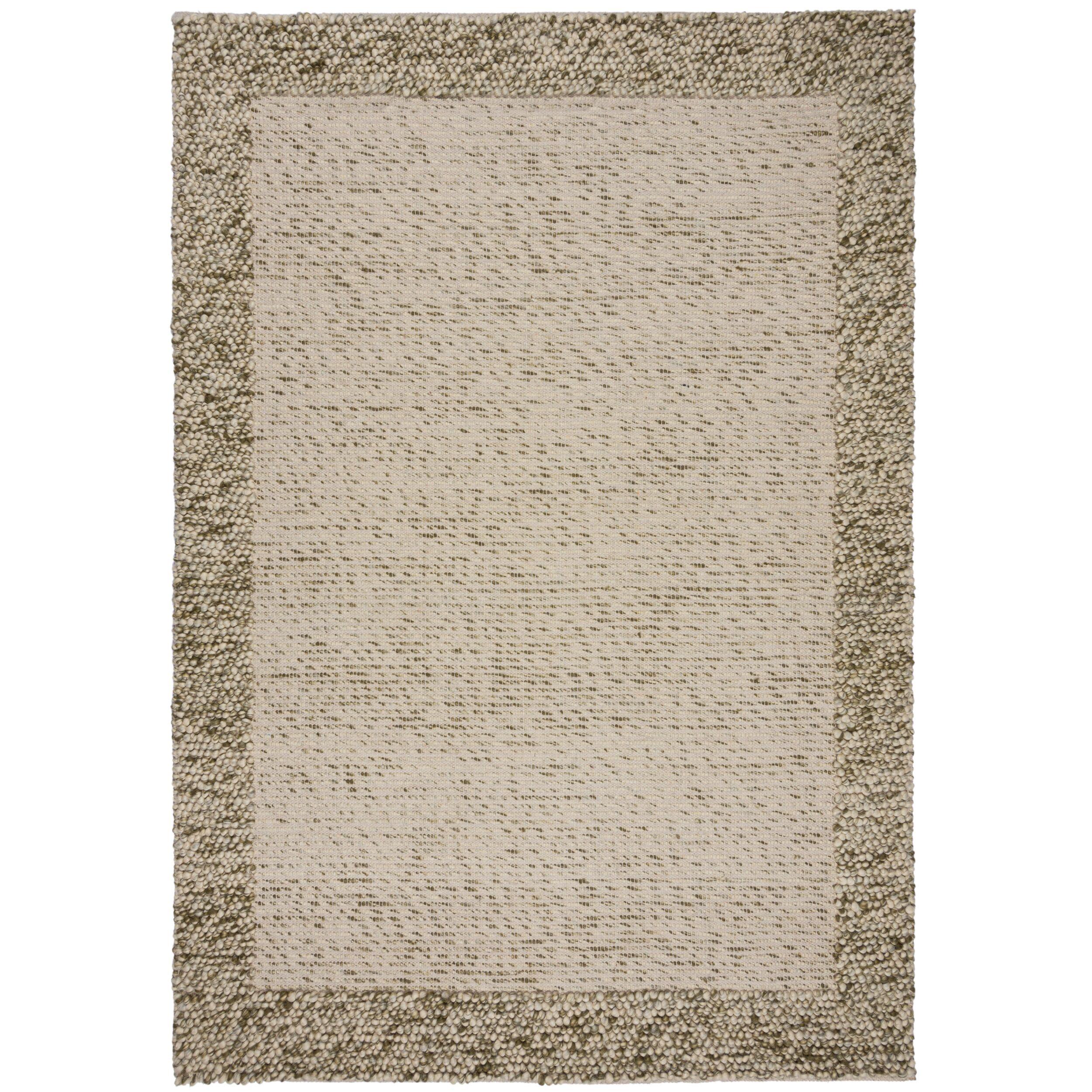 WOLLTEPPICH MOAT, mit Bordüre, Grün-Natur, 160 x 230 cm - Grün, Textil (160/230cm) - KADIMA DESIGN