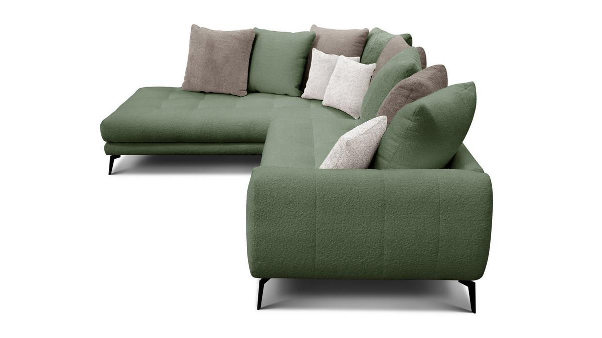 ECKSOFA CALME 5-Sitzer, olive und beige - Schwarz/Olivgrün, Holz/Textil (294/229cm) - Wozimo