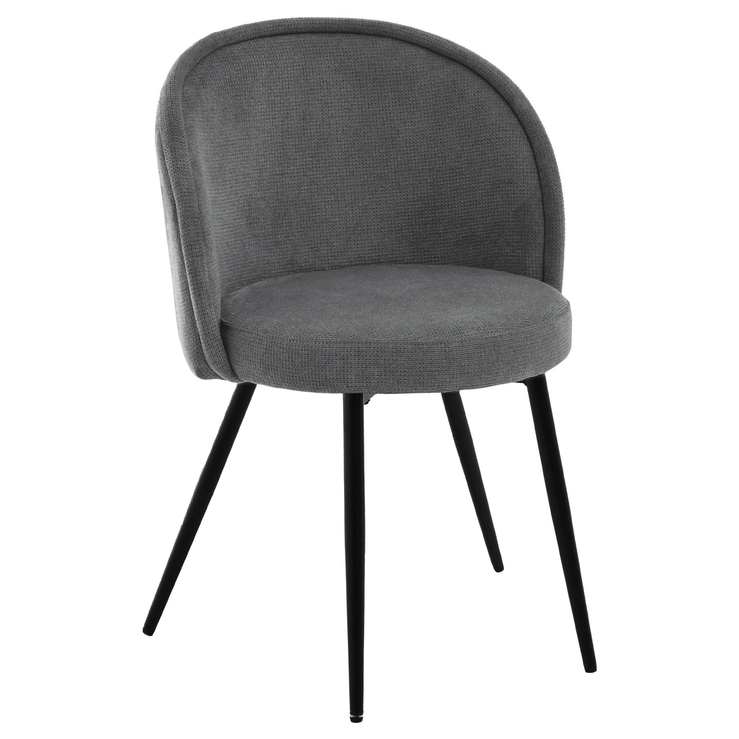STÜHLE Gappo, Polsterstuhl mit gepolsterter Rückenlehne, Metallbeine, Dunkelgrau - Dunkelgrau/Schwarz, Metall (52/77/51cm) - Beautysofa