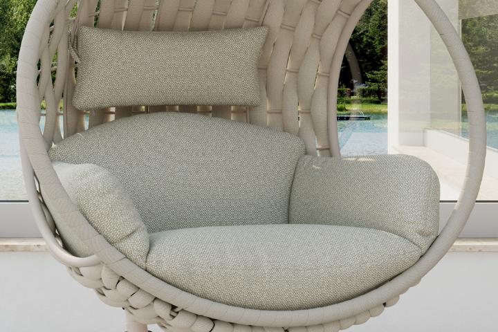 Hängesessel Creme inkl. Sitz- und Zierkissen Bezüge abnehmbar und waschbar Outdoorstoff