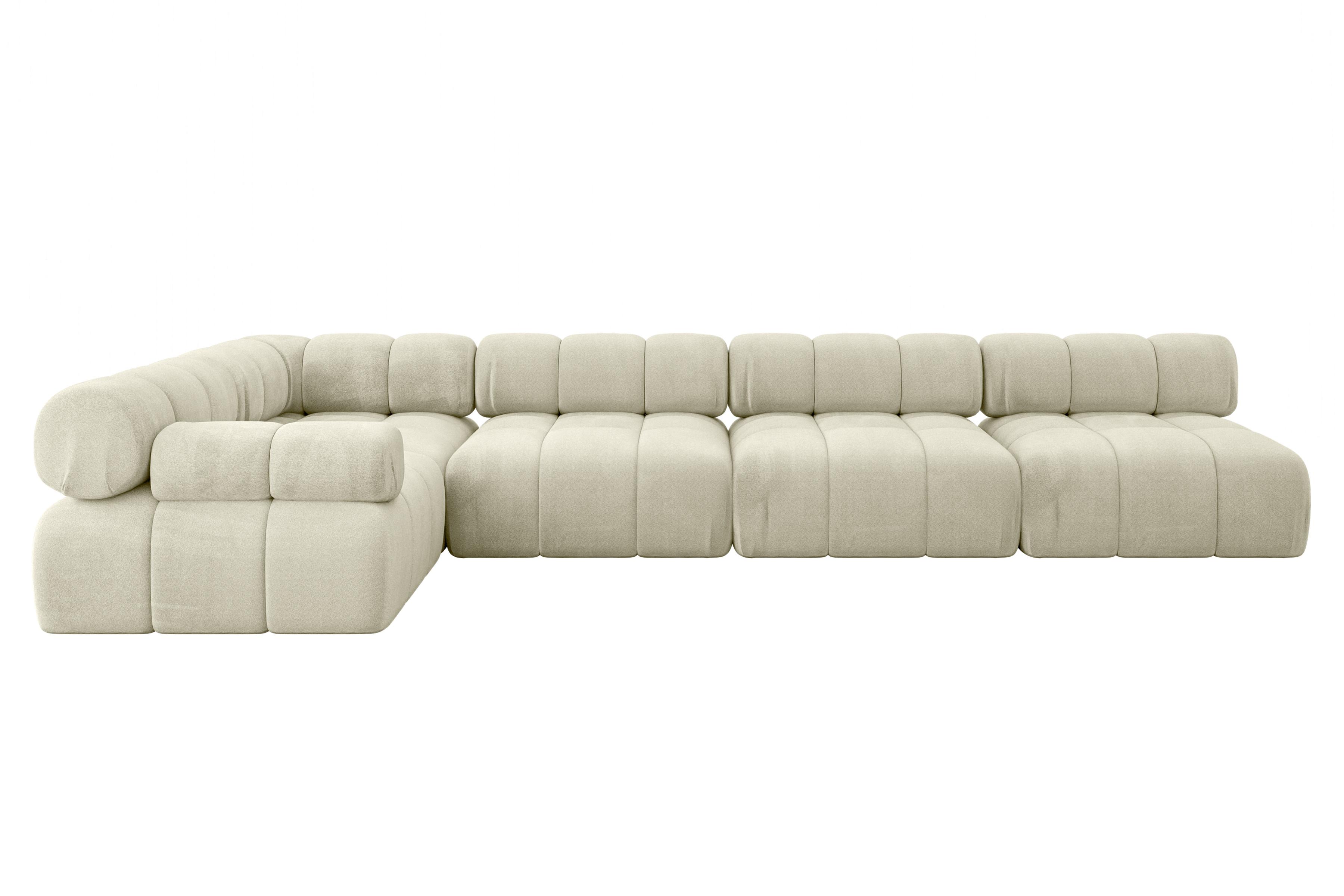 ECKSOFA modulares Sofa Mende-L3 - 380x190x70 cm Beige Velours - Beige, Holzwerkstoff/Textil (380/190cm) - ALTDECOR
