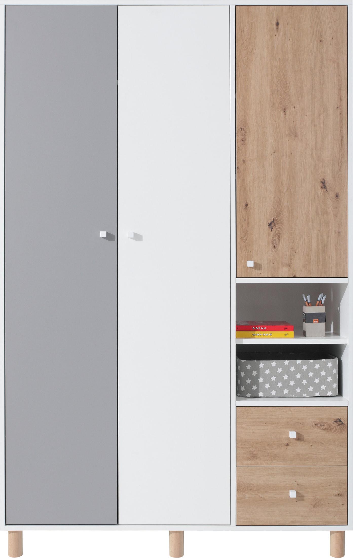 DREHTÜRENSCHRANK SANNIO 120/190/50cm 3-türig Weiß - Eiche Artisan/Weiß, Holzwerkstoff (120/190/50cm) - MASSENO