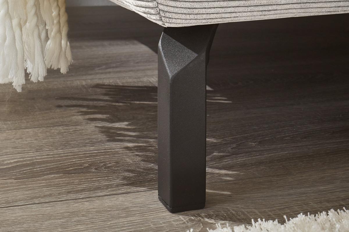 ECKSOFA DELIA Silber Cord - Silberfarben/Schwarz, Textil/Metall (276/219cm) - KAWOLA