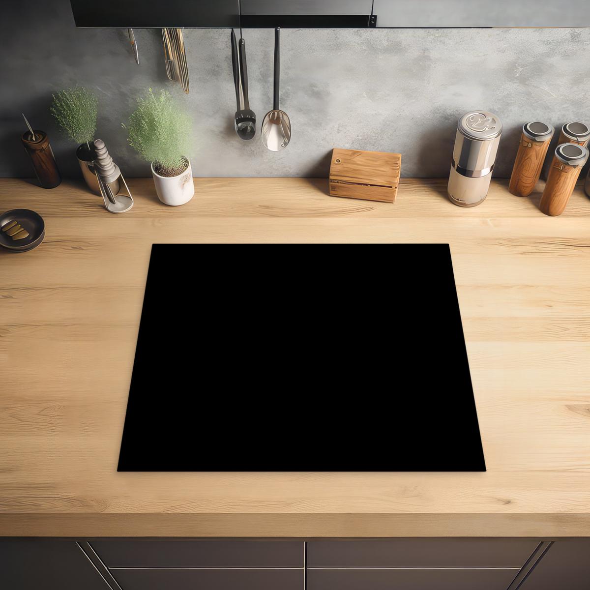 HERDABDECKPLATTE Schwarz - Einfarbig Abdeckung Ceranfeld 59x51 cm - Schwarz, Kunststoff (59/51/0.2cm) - MuchoWow