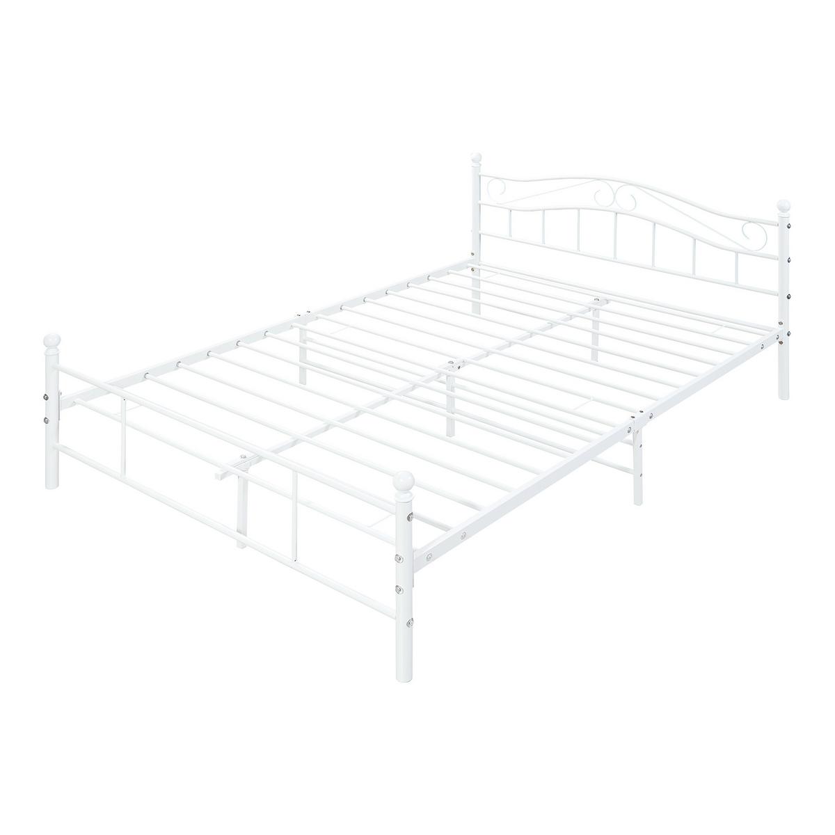 METALLBETT Florenz - Weiß, Metall (160/200cm) - [en.casa]