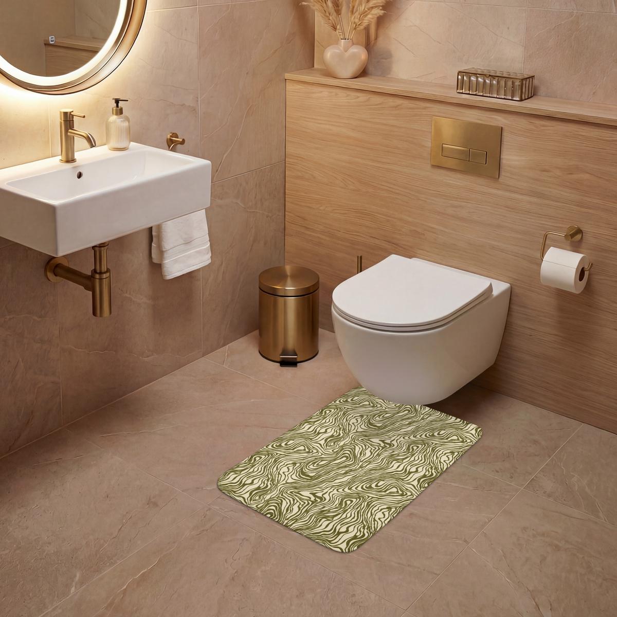 WC-VORLEGER Abstrakt - Marmor - Grün WC Teppich 40x60 cm - Dunkelgrün, Textil (40/1cm) - OnlyWow