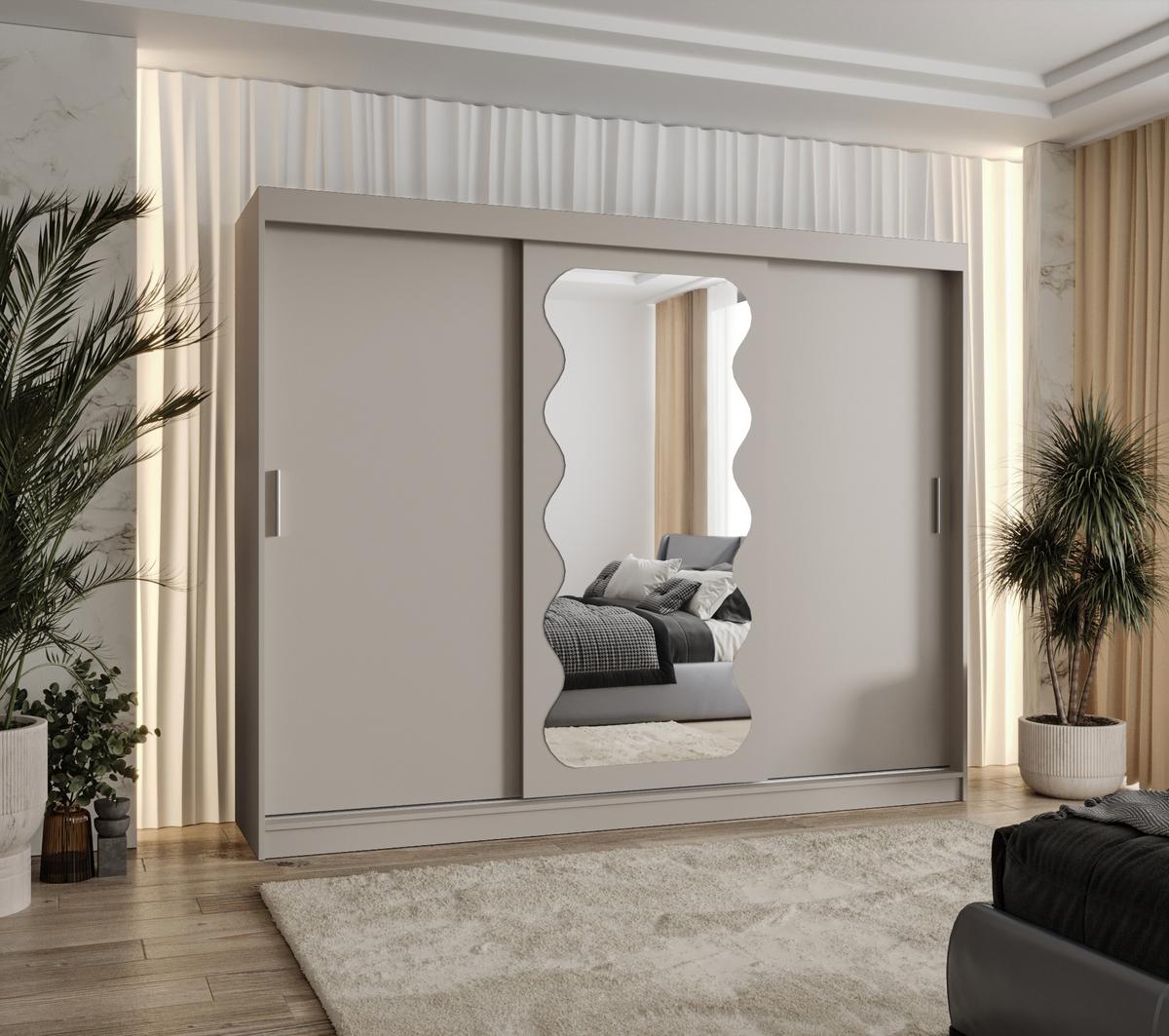 SCHIEBETÜRENSCHRANK mit Spiegel SPOTI 200/250/62 3-türig - Kaschmir/Silberfarben, Holz (250/200/62cm) - MÖBEL KRYSPOL