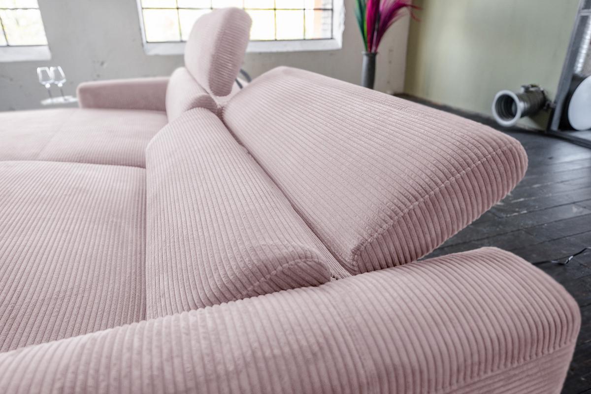 ECKSOFA LAISKA Pink Cord - Schwarz/Rosa, Textil/Metall (282/177cm) - KAWOLA