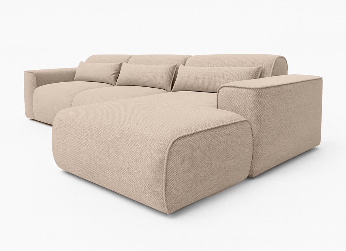 ECKSOFA L Form Ruyam Beige 310/165/78 cm – Schlaffunktion Rechts - Beige/Schwarz, Kunststoff/Textil (310/170cm) - AX Living
