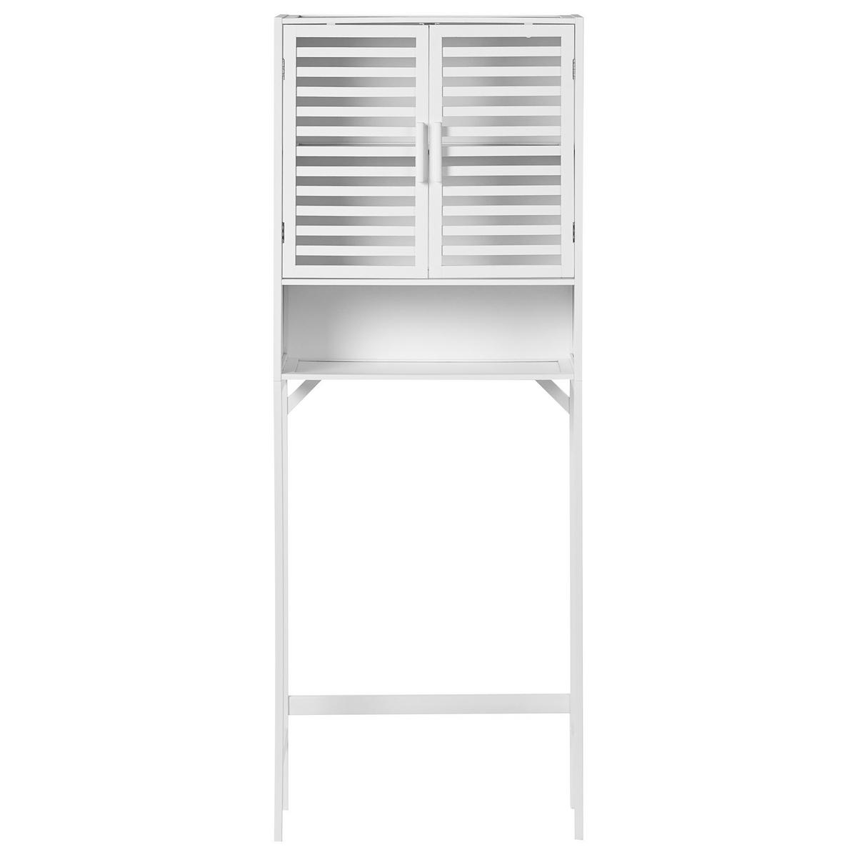 BADEZIMMERSCHRANK Bambus 63 cm Weiß Okarche - Weiß, Holz (63/167/25cm) - Beliani