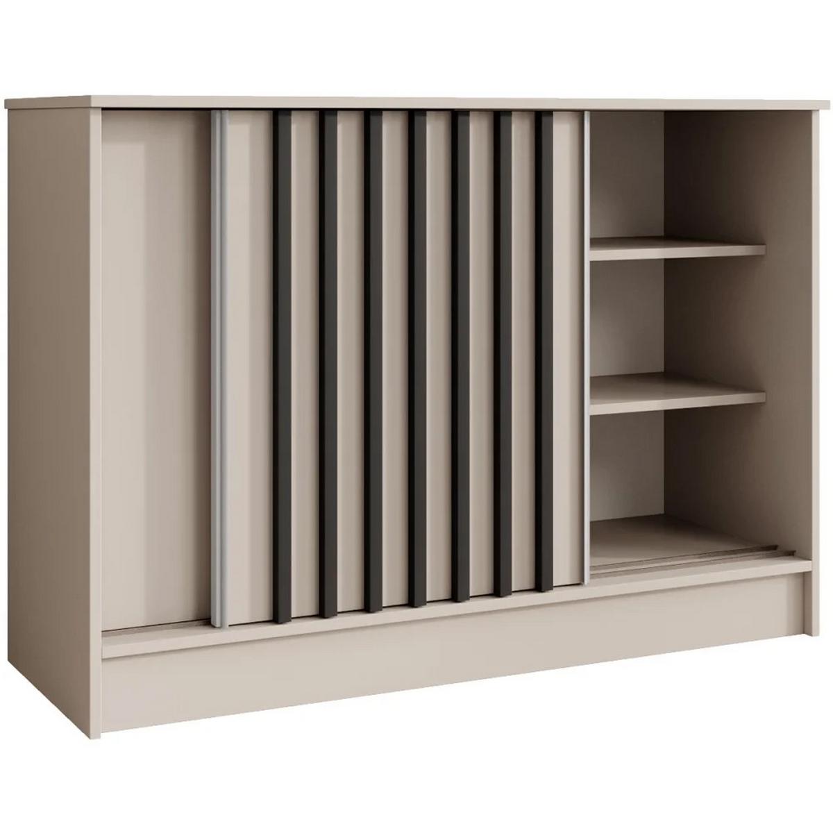 KOMMODE Horizon mit 2 Schiebetüren, Kaschmir+schwarz, 120 cm - Kaschmir/Schwarz, Holzwerkstoff (121/85/43.5cm) - Beautysofa