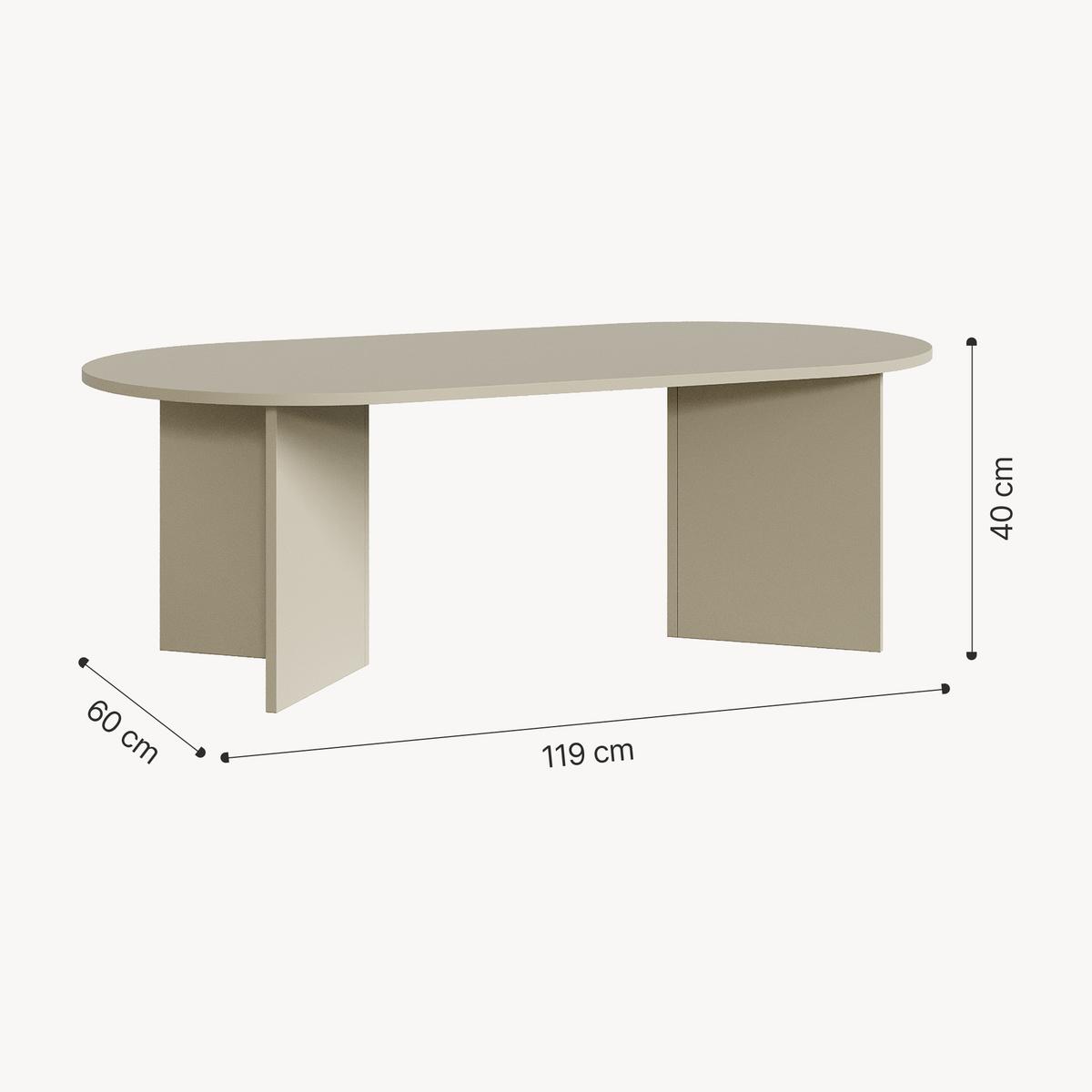 COUCHTISCH Kynd 119/60/40 cm - Sandfarben, Holzwerkstoff (119/60/40cm) - [en.casa]