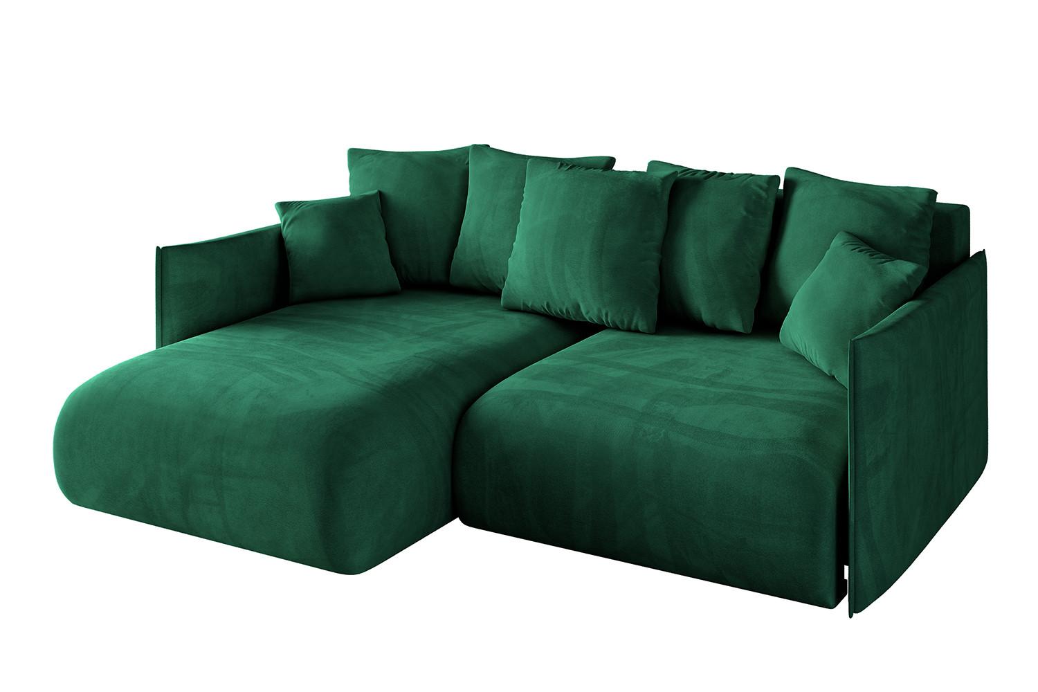 ECKSOFA Ottomane links ONESK-L 216x177x72 Dunkelgrün Velours - Dunkelgrün, Holzwerkstoff/Kunststoff (216/177cm) - ALTDECOR