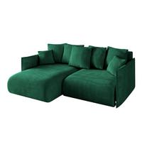 ECKSOFA Ottomane links ONESK-L 216x177x72 Dunkelgrün Velours - Dunkelgrün, Holzwerkstoff/Kunststoff (216/177cm) - ALTDECOR