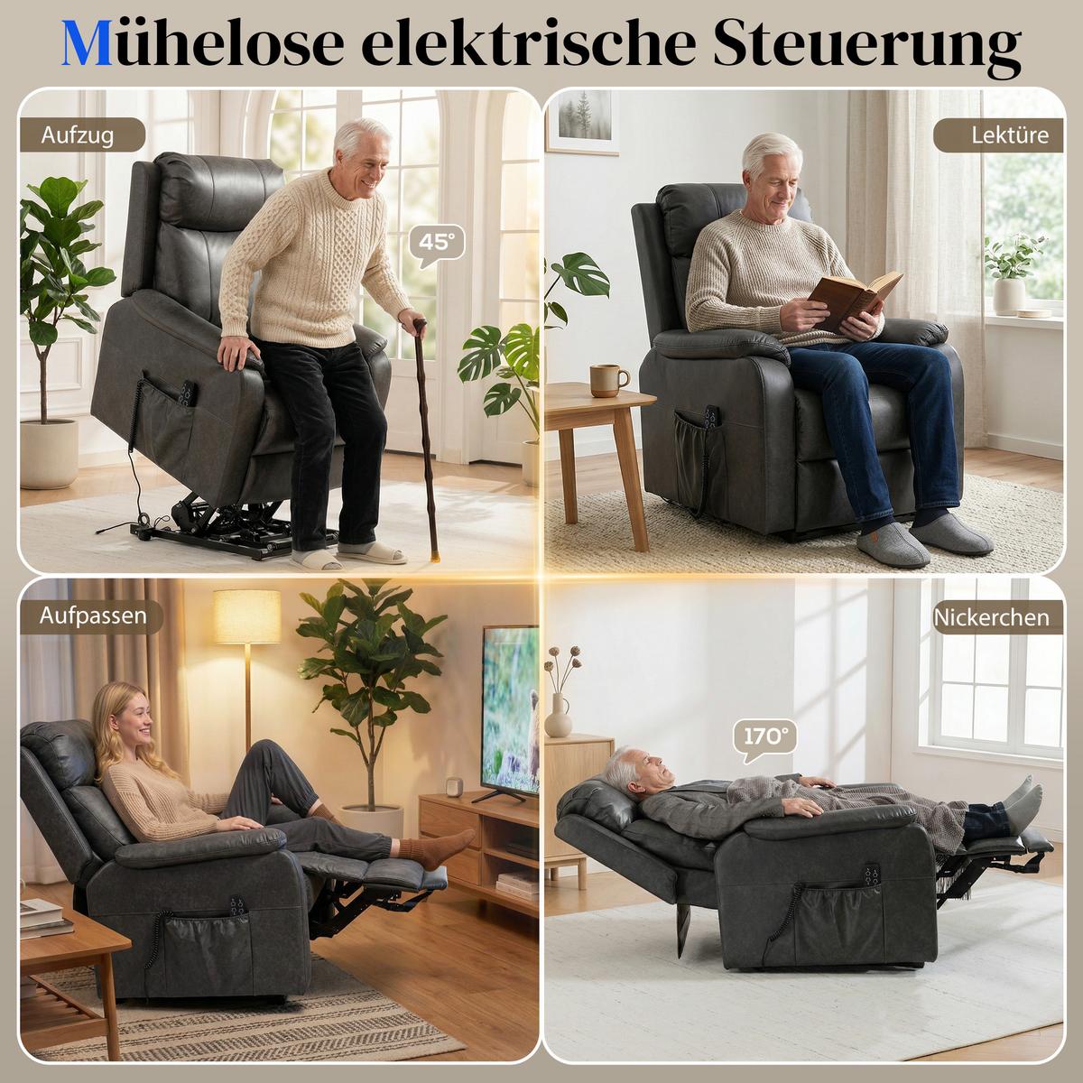 RELAXSESSEL Kunstleder Schaumstoff Schwarz - Schwarz, Kunststoff (87/105/96cm) - HOMCOM