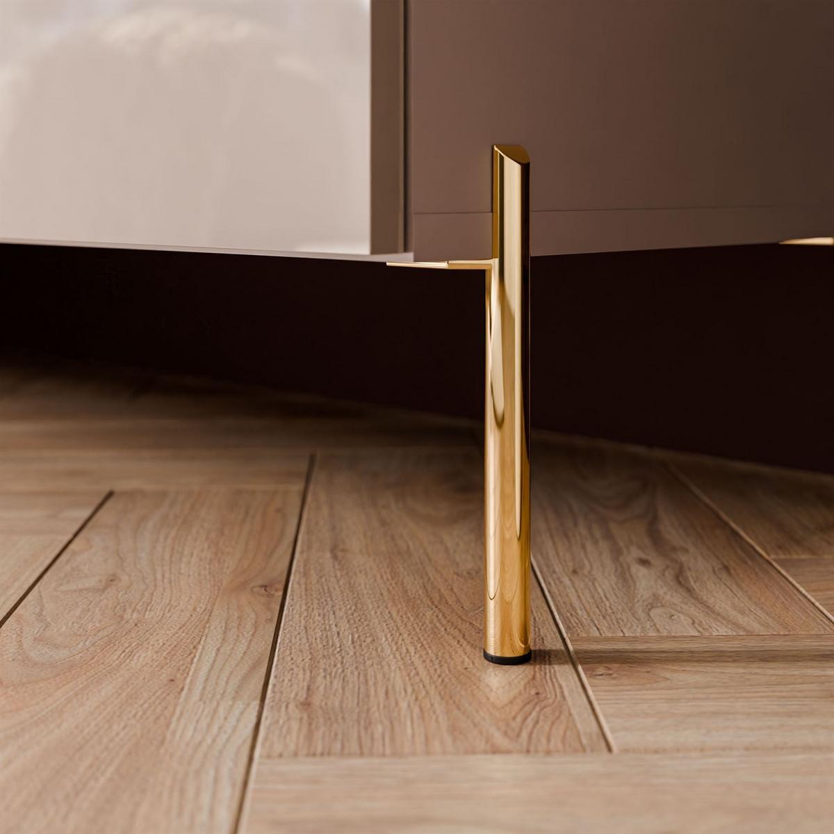 TV-SCHRANK COLGANTE 100 Kaschmir Hochglanz, ohne LED, Gerade goldene Füßen - Kaschmir/Goldfarben, Holzwerkstoff (100/50/40cm) - Lookway