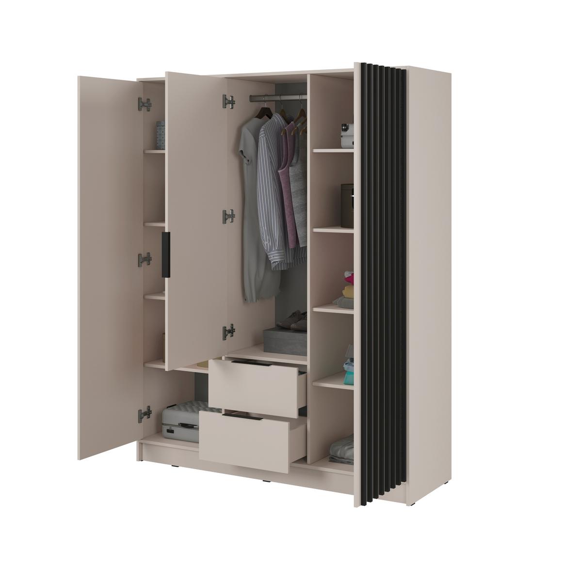 DREHTÜRENSCHRANK NELIANA 155/200/51 cm 3-türig Kaschmir - Kaschmir, Holzwerkstoff (155/200/51cm) - MASSENO