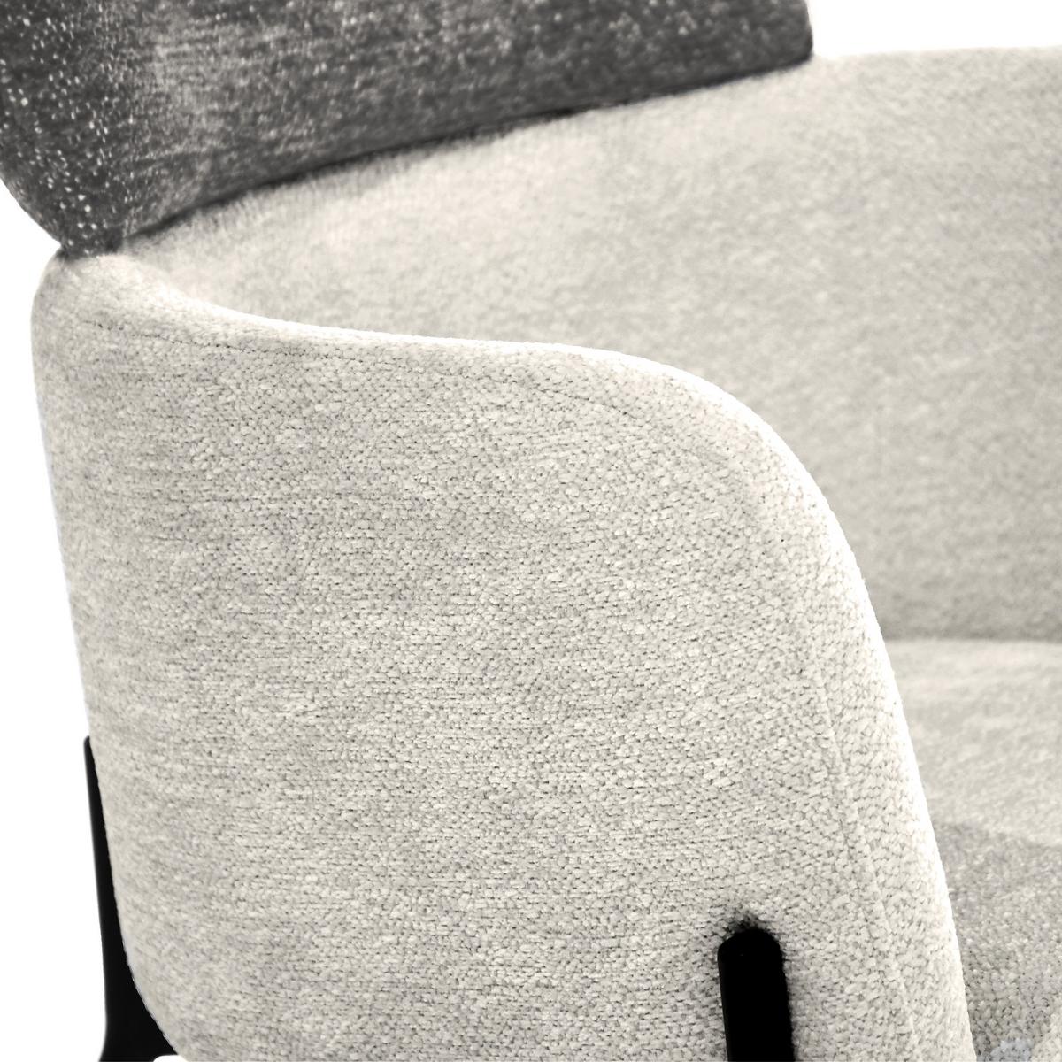 ARMLEHNENSTUHL Osmo mit Metallbeinen, Bouclé-Stoff, Beige+Dunkelgrau - Dunkelgrau/Beige, Textil/Metall (60/85/57cm) - Beautysofa