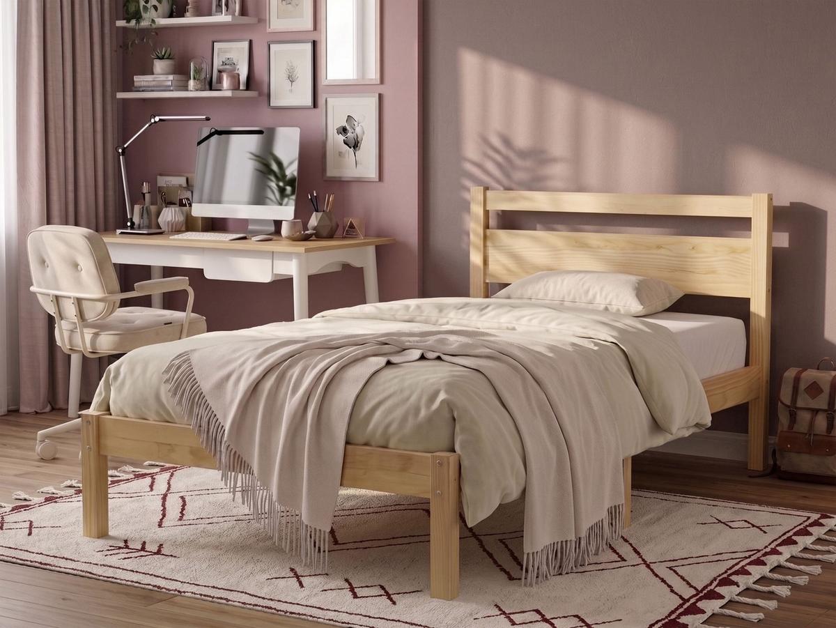 BETT mit Lattenrost 80/200 Kiefernholz Hellbraun Mercurer - Hellbraun/Braun, Holz (80/200cm) - Beliani