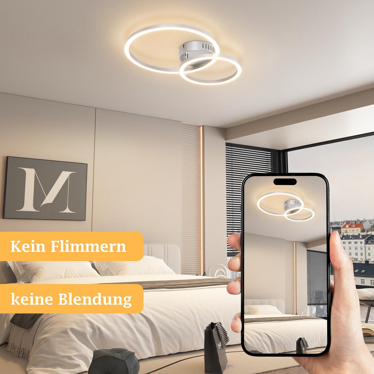LED DECKENLEUCHTE Sorenne 40.5/30/6.7 cm - Silberfarben, Kunststoff (40.5/30/6.7cm) - ZMH