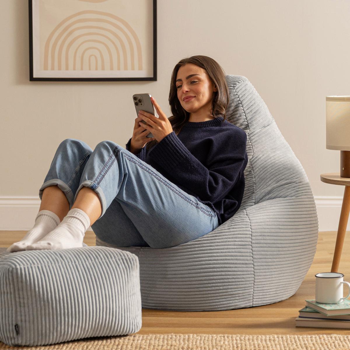 SITZSACK Dalton mit Hocker - Grau, Textil (82/76/82cm) - icon