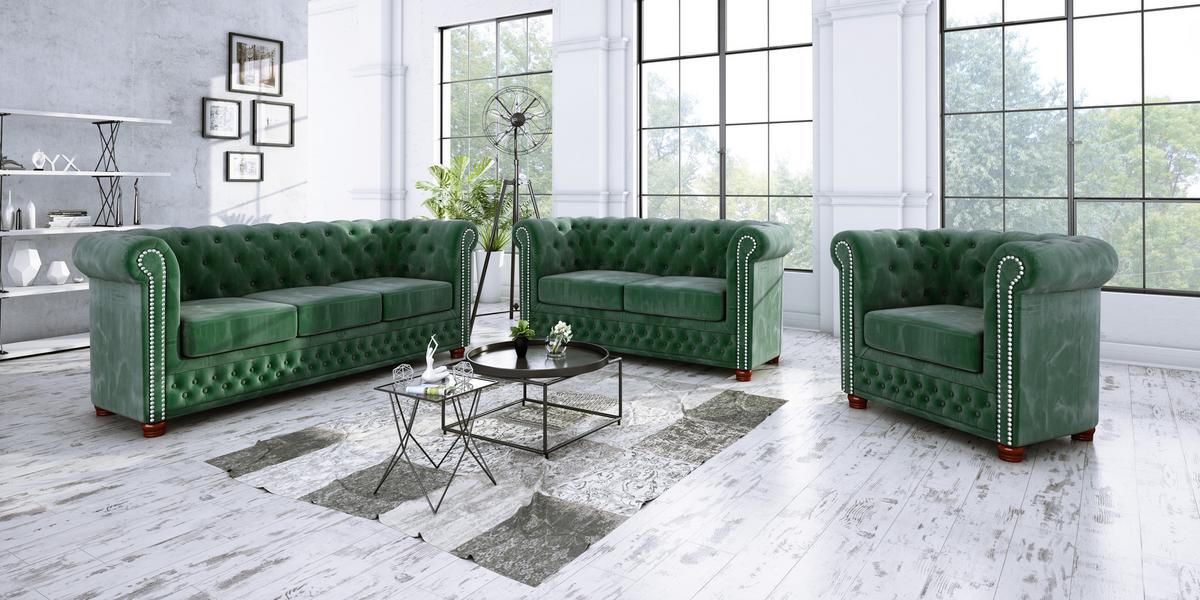 CHESTERFIELD-SESSEL Lauren Flasche grün Samt - Smaragdgrün/Braun, Holz/Textil (94/72/86cm) - S-Style Möbel
