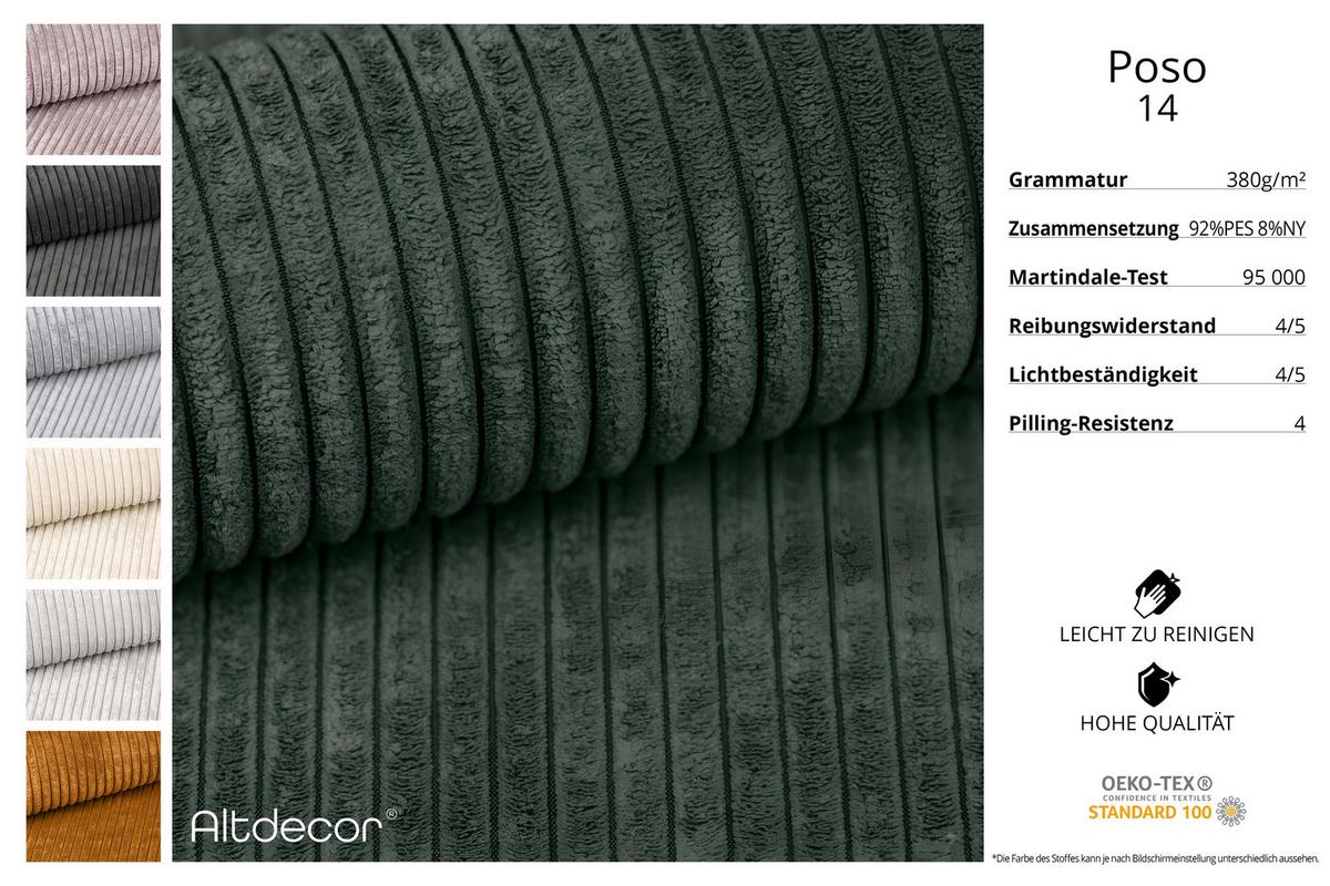 ECKSOFA modulares Sofa Darnel-L1 - 205x177x70 cm Grün - Grün, Holzwerkstoff/Textil (205/177cm) - ALTDECOR