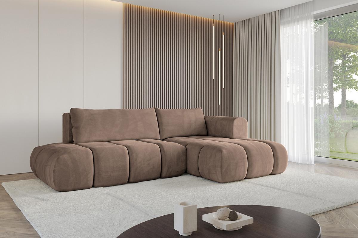 ECKSOFA Ottomane Rechts CLOUD-L 280x185x90 Braun Velours - Braun, Holzwerkstoff/Kunststoff (185/280cm) - ALTDECOR