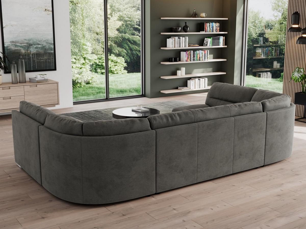 WOHNLANDSCHAFT MORBIDO U Dunkelgrau Velvet - Dunkelgrau/Silberfarben, Textil/Metall (340/93/206cm) - MKS