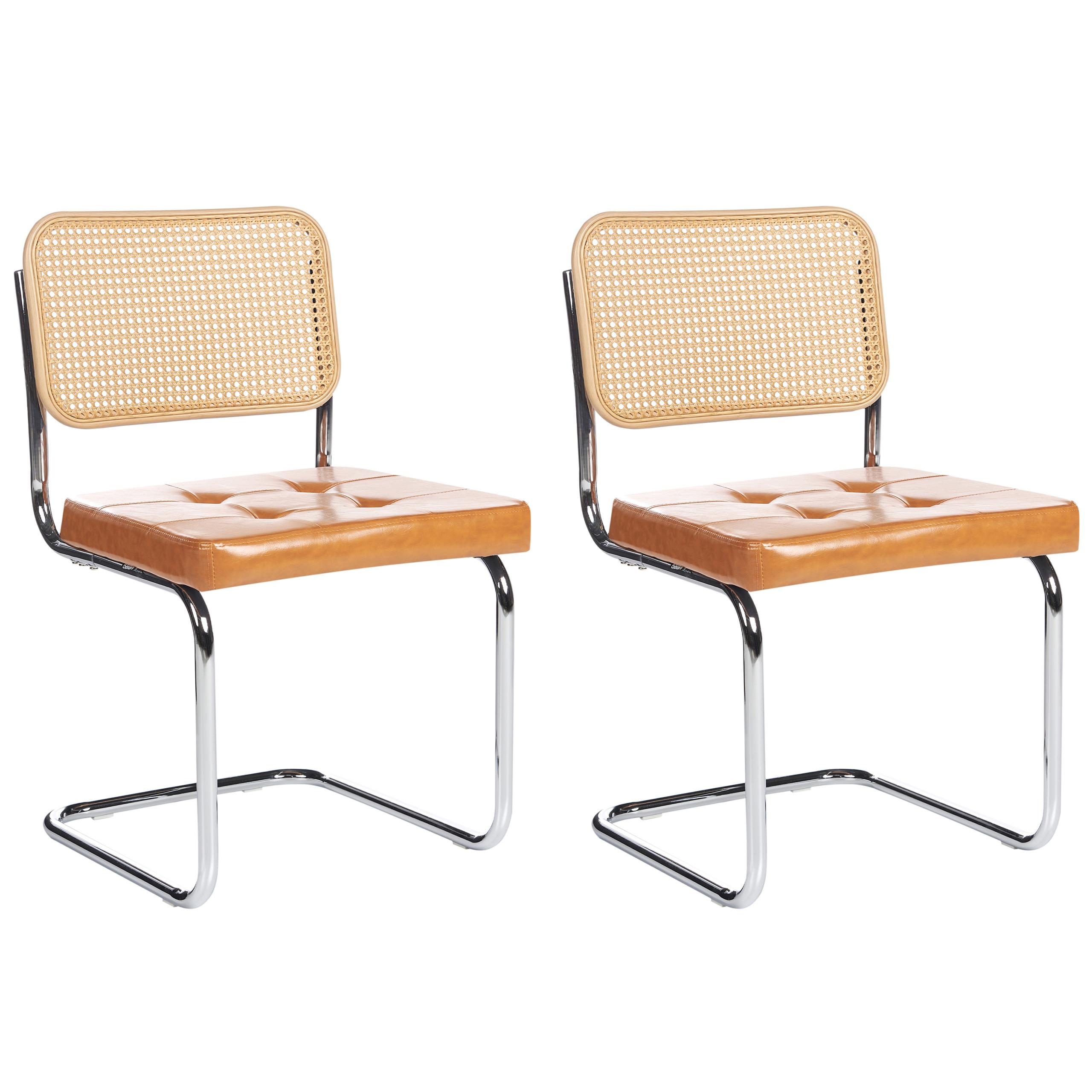 ESSZIMMERSTUHL 2er-Set Braun Ethete - Silberfarben/Braun, Kunststoff (49/83/54cm) - Beliani