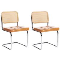ESSZIMMERSTUHL 2er-Set Braun Ethete - Silberfarben/Braun, Kunststoff (49/83/54cm) - Beliani