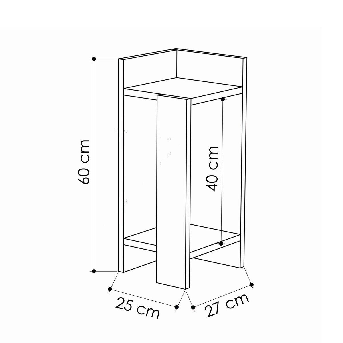 NACHTTISCHE (2er-set) Elos - 25/27/60 cm - Schwarz, Holzwerkstoff (27/60/25cm) - Calicosy