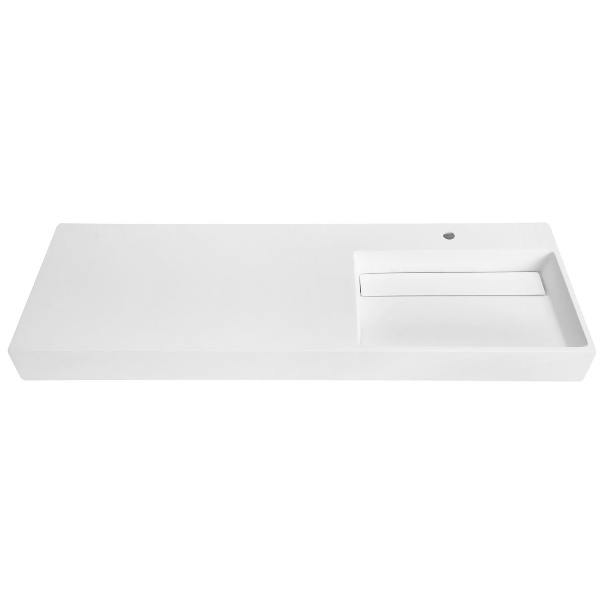 HÄNGEWASCHBECKEN Weiß 150/48 cm Mineralguss Cusco - Weiß, Naturmaterialen (150/13/48cm) - Beliani