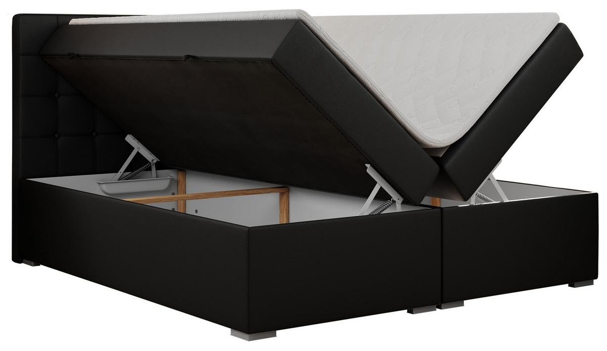 BOXBETT CARMEN 140/200 Schwarz Kunstleder - H3 - Schwarz, Holz/Textil (140/200cm) - MKS