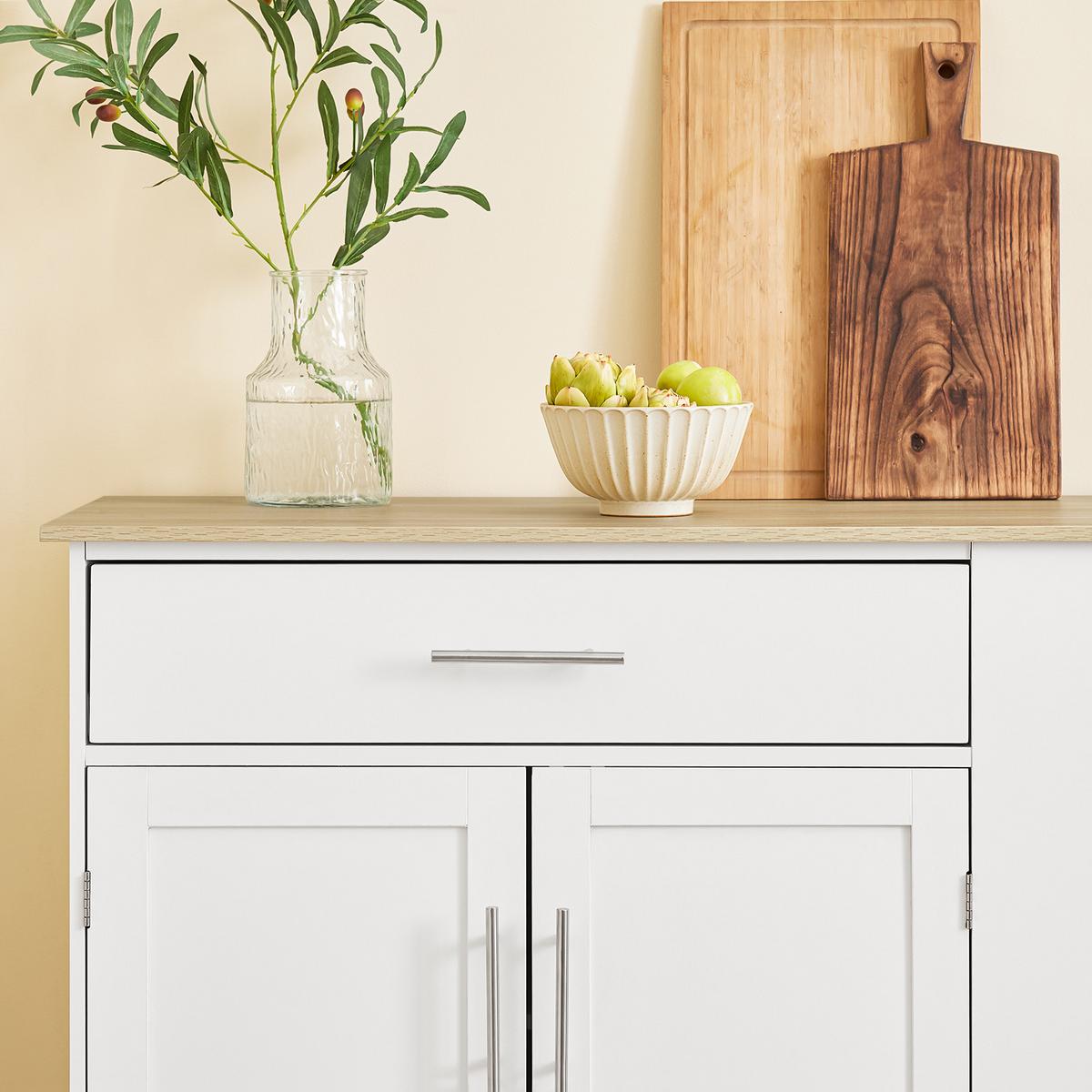 KÜCHENINSEL mit Arbeitsplatte Rollbarer, Weiß 99x85x40 cm - Weiß, Holzwerkstoff (99/85/40cm) - SoBuy