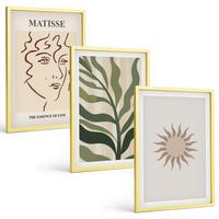 BILDER SET 3er Set - 40x60 cm Goldrahmen - Abstrakte Pflanzenmuster - Goldfarben, Kunststoff (40/60cm) - TULUP