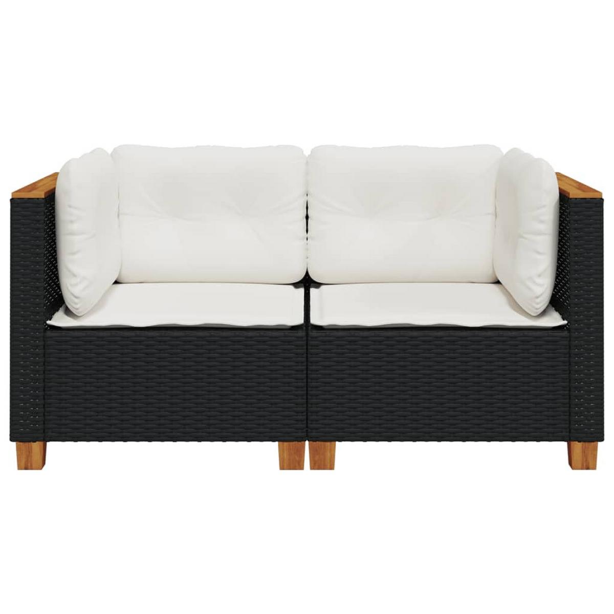 GARTENSOFA LYXAE 127/62/63.5 cm （2-SITZER） - Schwarz, Holz (127/62/63.5cm) - ZMH