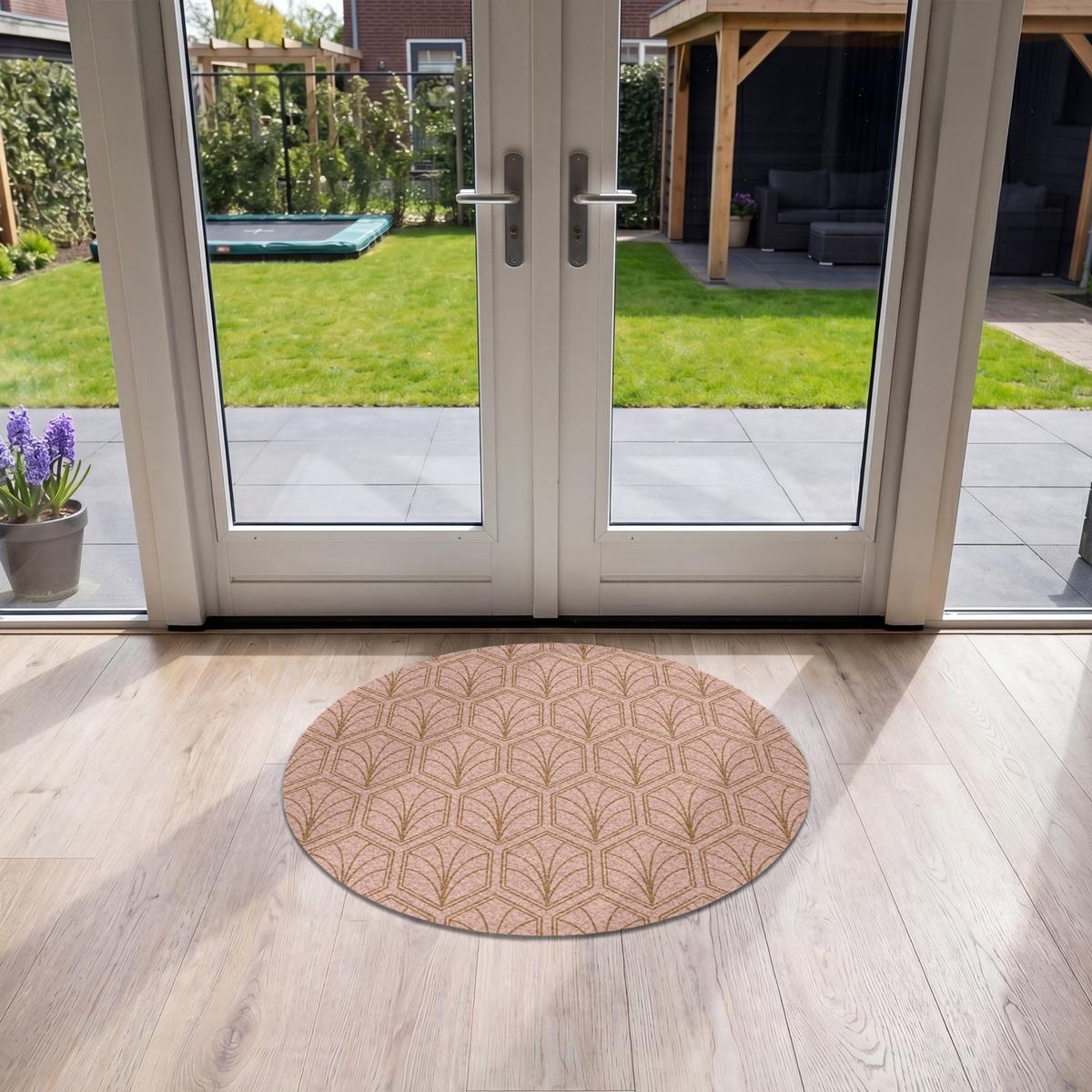 FUSSMATTE Lachsrosa - Muster - Geometrisch Schmutzfangmatte 90x90 cm - Altrosa, Kunststoff (90/0.4cm) - MuchoWow