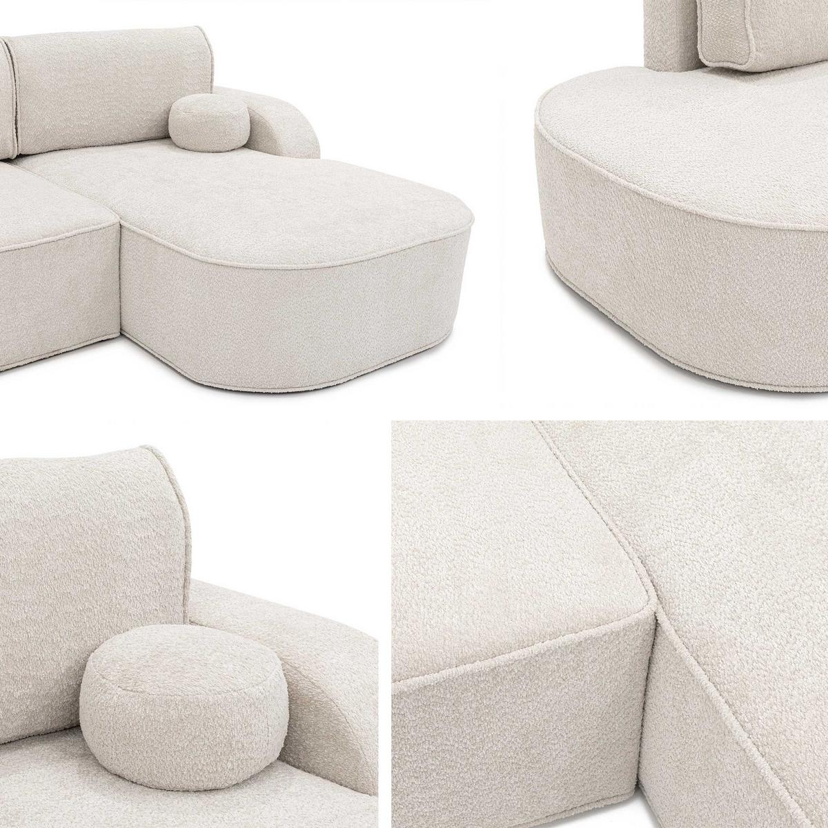 ECKSOFA Koro, Seite: Links - Hellbraun/Schwarz, Holz/Kunststoff (256/177cm) - MIRJAN24