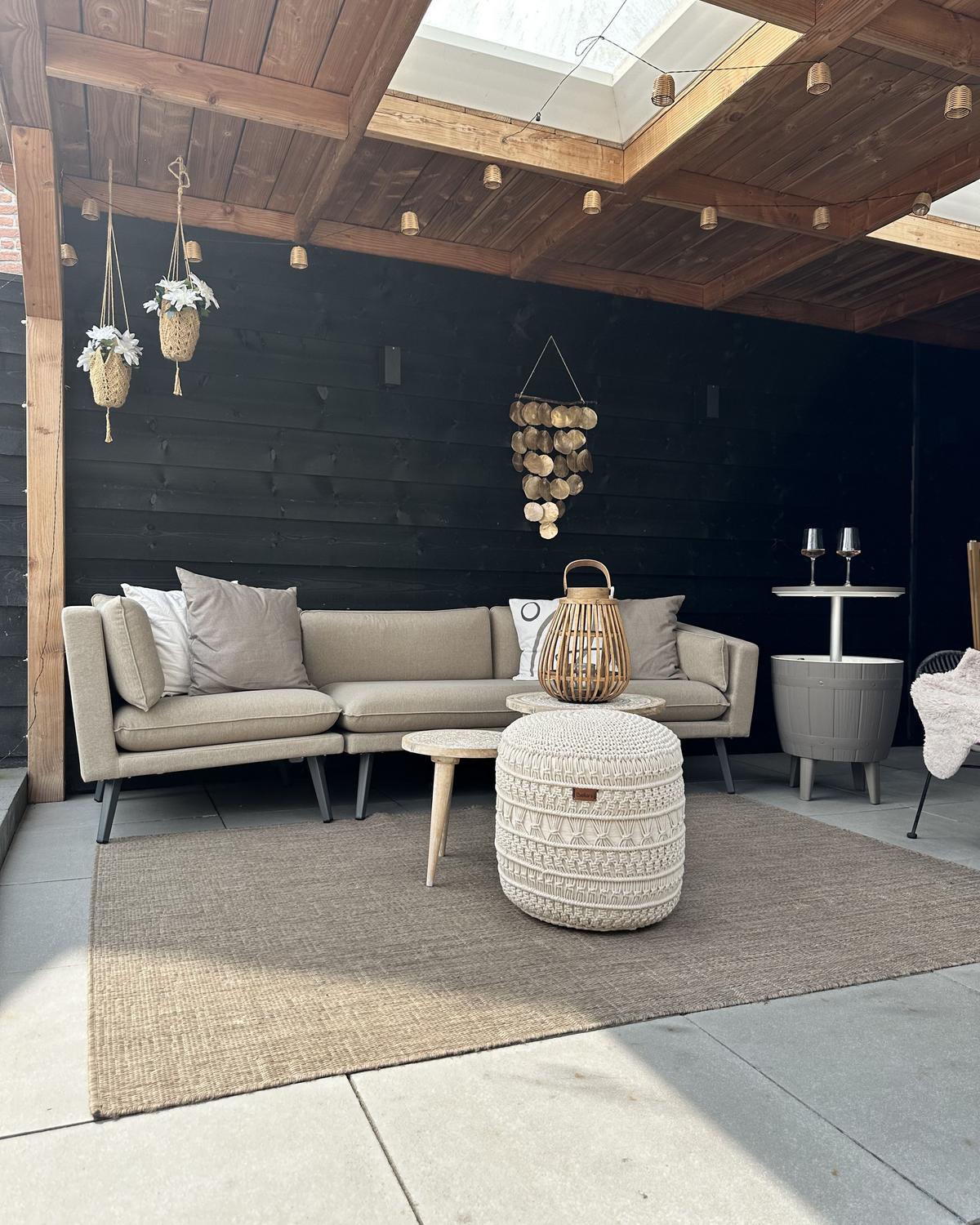 GARTENSOFA 3-Sitzer linke seite beige modular Loretello - Beige/Grau, Textil (243/70/76cm) - Beliani