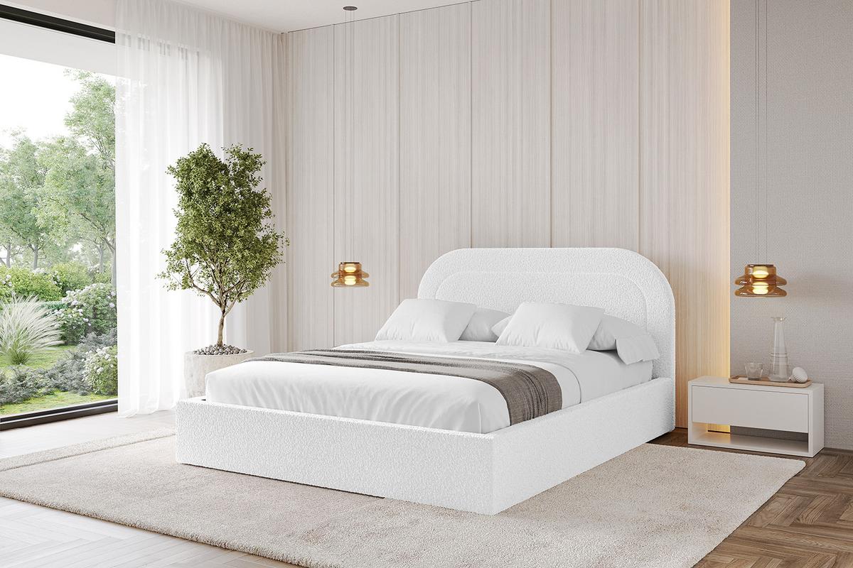 POLSTERBETT mit Bettkasten und Lattenrost, Bett mit Matratze H3/H4 - LERAY 120x200 Weiß - Weiß, Holzwerkstoff/Textil (120/200cm) - ALTDECOR