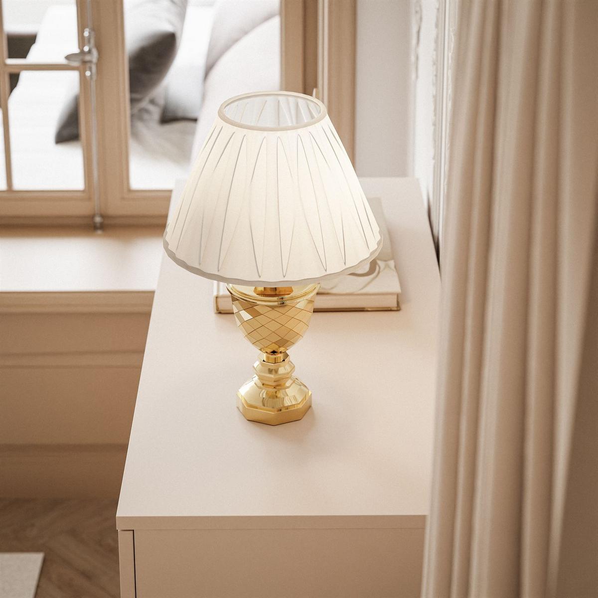 KOMMODE LINA KASCHMIR 4S mit Schubladen und LED-Beleuchtung Goldene Beine - Kaschmir/Goldfarben, Holzwerkstoff (95/86/40cm) - Lookway